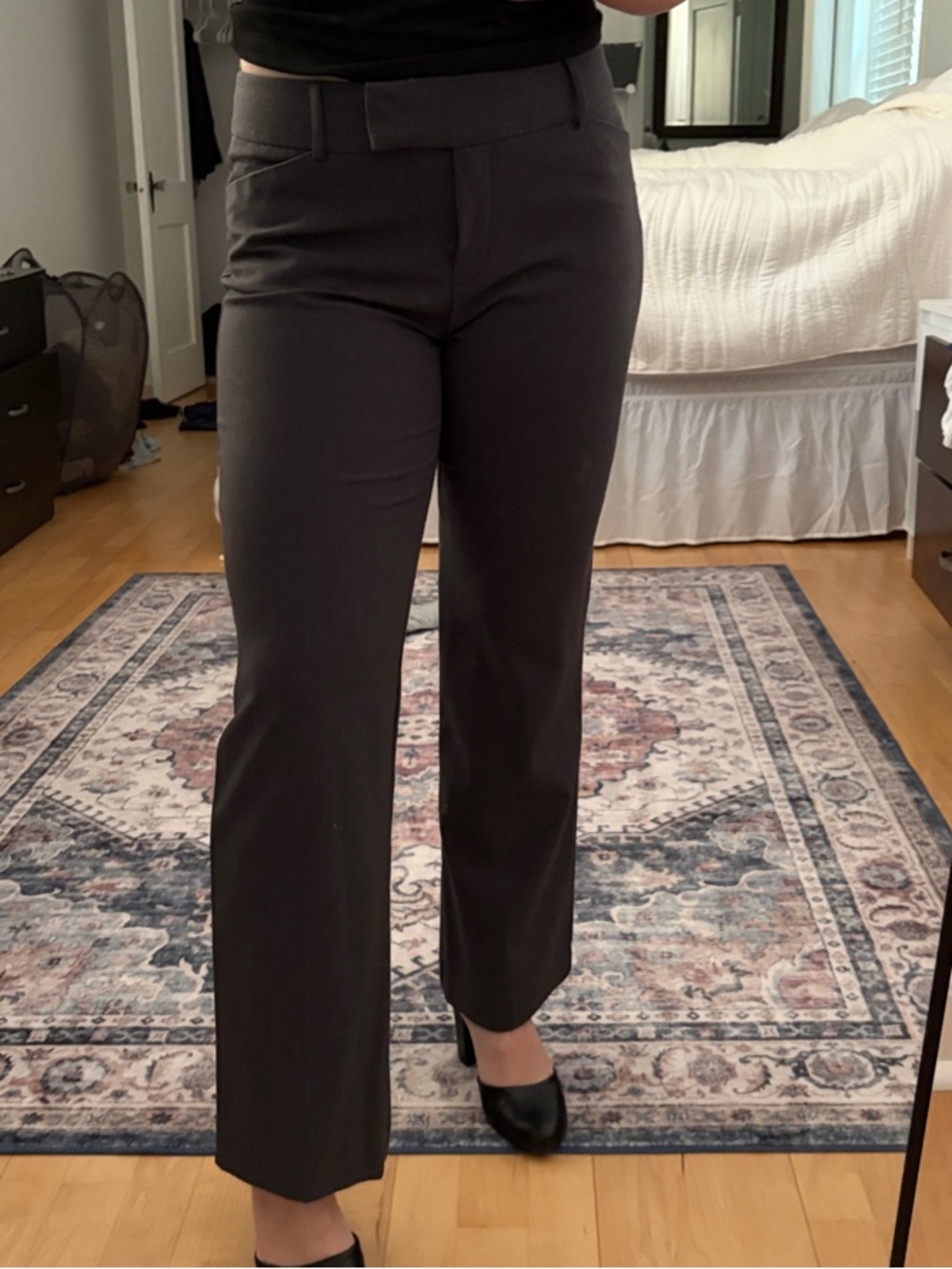 Kim Rogers Women's Straight-Leg Trousers in Dark Gray
